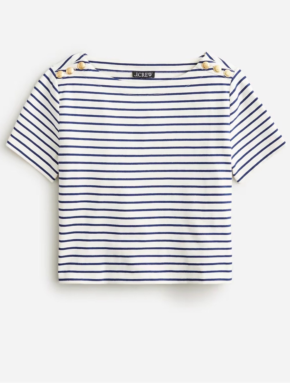 J Crew Mariner cloth short-sleeve T-shirt with buttons in stripe (Medium)